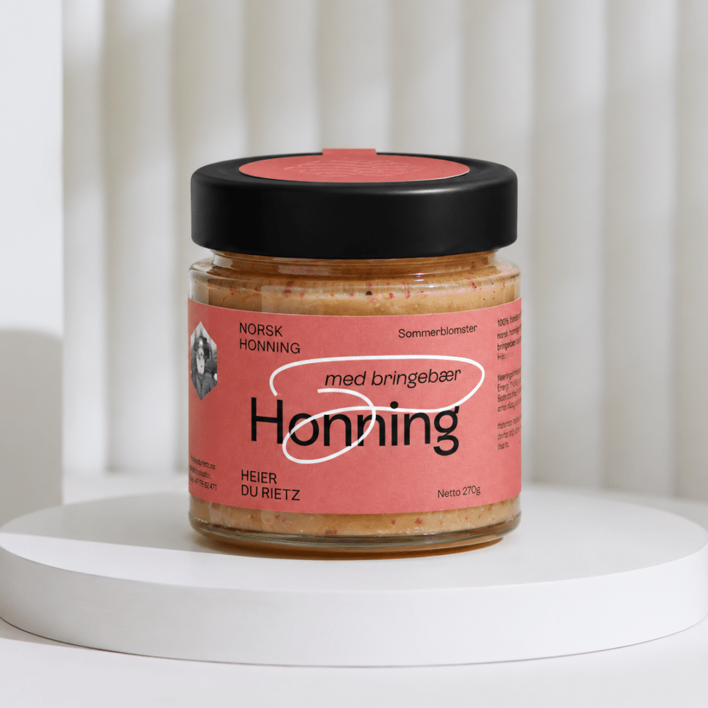 Honning med bringebær 270g